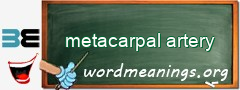WordMeaning blackboard for metacarpal artery